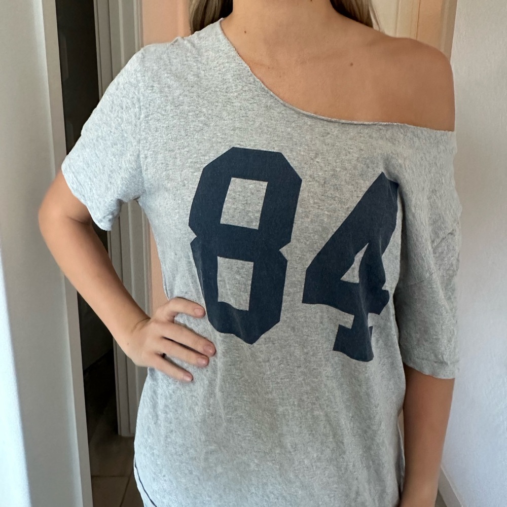 Brandy Melville Light Gray Off-Shoulder Tee